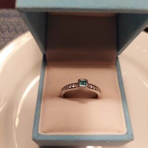 NWOT Irish Sterling Silver .925 Emerald CZ Crystal Ring .75" inside NEW!